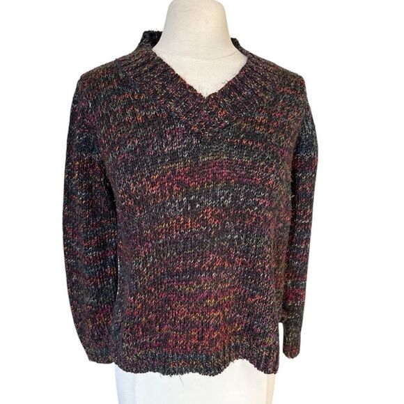 White Stag Sweaters - White Stag Marled‎ Knit V-Neck Sweater Sz Small Multicolor Acrylic Warm Pullover